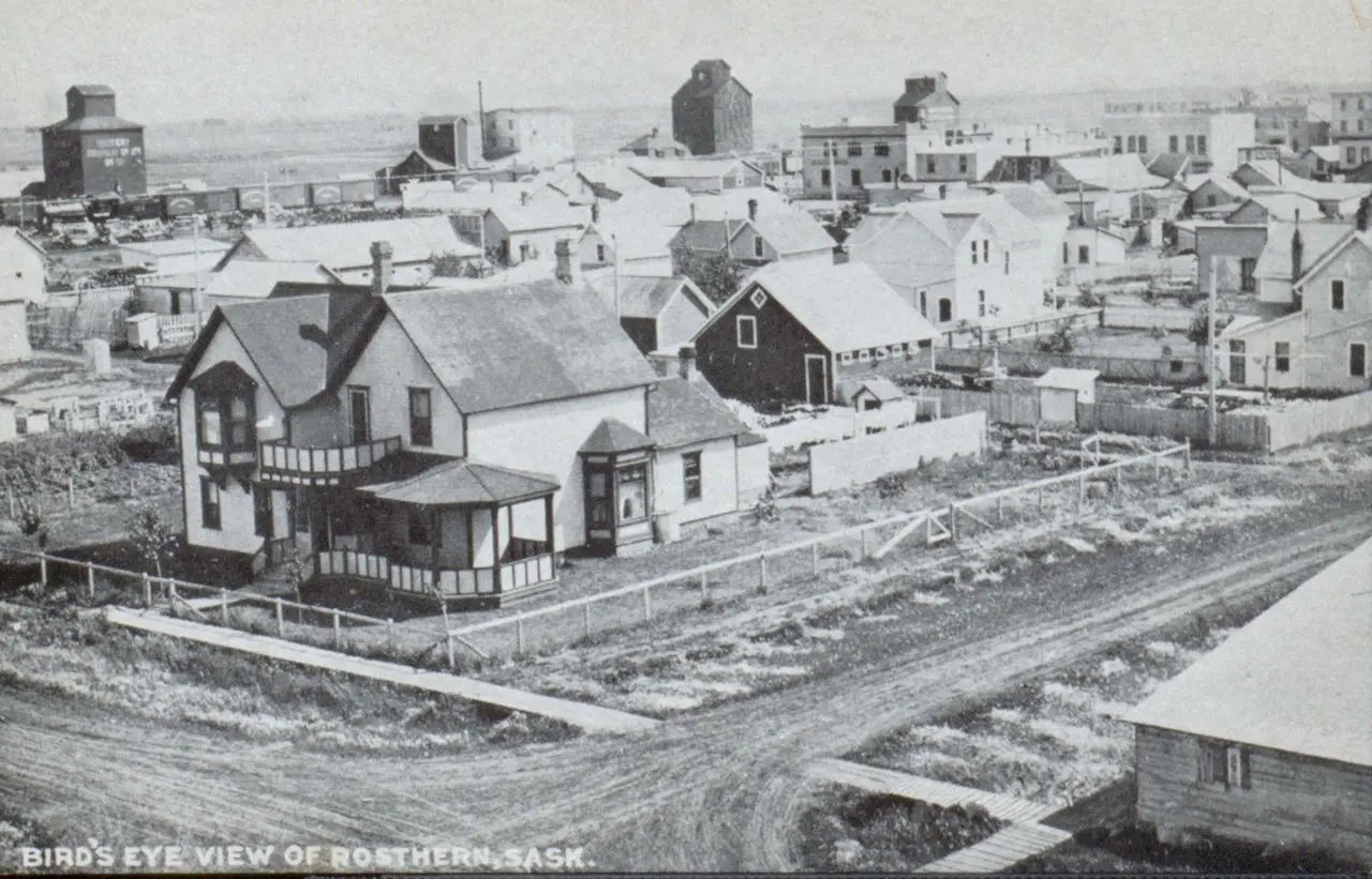 Bird's eye view of Rosthern, about 1910